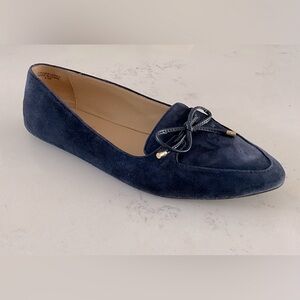 Talbots Indigo Blue Suede Francesco Bow Driving Flats, Size 6.5M